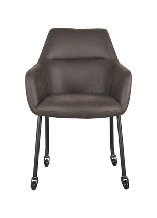 Eetkamerstoel Lenny - Antraciet - Microfiber