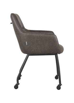 Eetkamerstoel Lenny - Antraciet - Microfiber