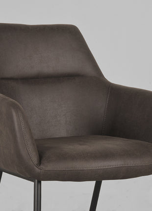 Eetkamerstoel Lenny - Antraciet - Microfiber