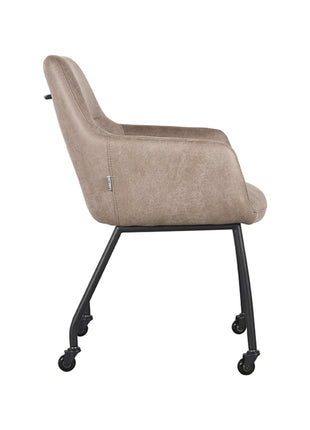 LABEL51 Eetkamerstoel Lenny - Taupe - Microfiber