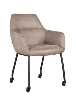 LABEL51 Eetkamerstoel Lenny - Taupe - Microfiber
