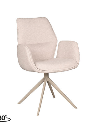 LABEL51 Eetkamerstoel Mellow - Naturel - Boucle - Taupe Onderstel