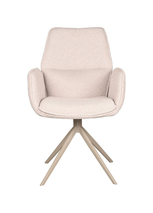 LABEL51 Eetkamerstoel Mellow - Naturel - Boucle - Taupe Onderstel