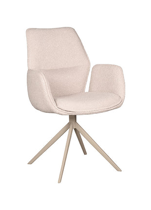 LABEL51 Eetkamerstoel Mellow - Naturel - Boucle - Taupe Onderstel