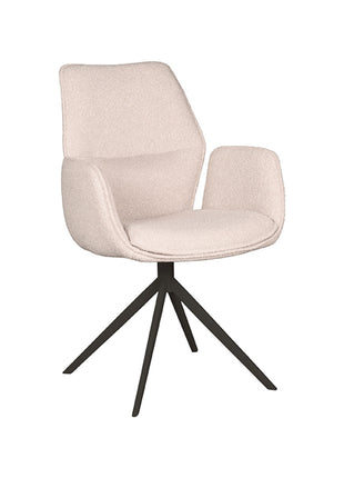 LABEL51 Eetkamerstoel Mellow - Naturel - Boucle - Zwart Onderstel