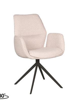 LABEL51 Eetkamerstoel Mellow - Naturel - Boucle - Zwart Onderstel
