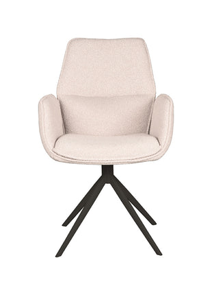 LABEL51 Eetkamerstoel Mellow - Naturel - Boucle - Zwart Onderstel