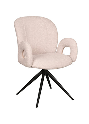 LABEL51 Eetkamerstoel Neo - Naturel - Boucle - Zwart Onderstel