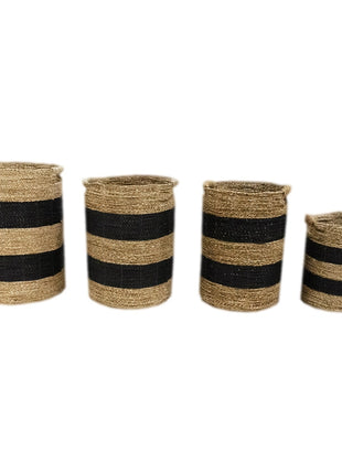 Mand Hilma naturel-zwart set van 4