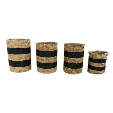 Mand Hilma naturel-zwart set van 4