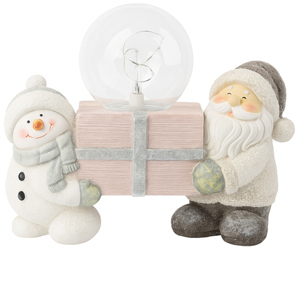 Kerstman sneeuwbol 43 cm met licht