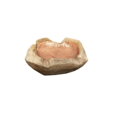 Houten schaal Perahu rond