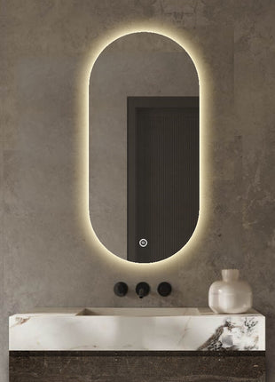 Badkamerspiegel Ovaal - LED verlichting Dimbaar - Anti Condens Verwarming - Ovale Badkamerspiegel - 50 x 100 cm