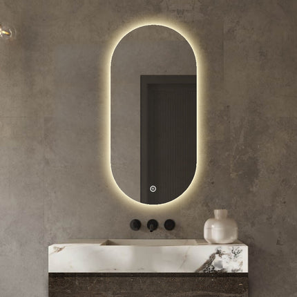 Badkamerspiegel Ovaal - LED verlichting Dimbaar - Anti Condens Verwarming - Ovale Badkamerspiegel - 50 x 100 cm