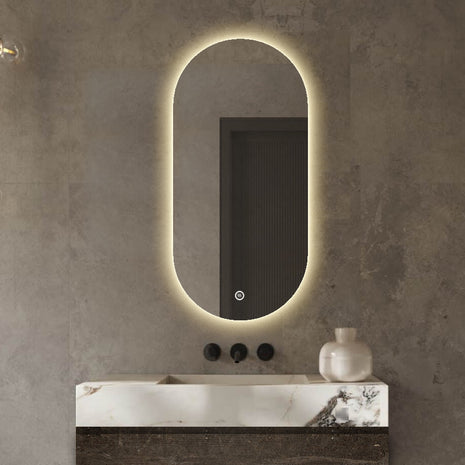 Badkamerspiegel Ovaal - LED verlichting Dimbaar - Anti Condens Verwarming - Ovale Badkamerspiegel - 50 x 100 cm