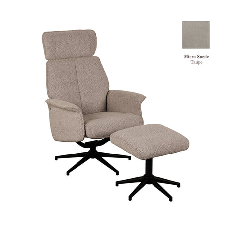 Fauteuil Verdal - Taupe - Micro Suede - Incl. Hocker