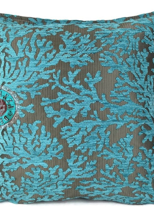 Turqoise coral kussenhoes ± 45x45cm