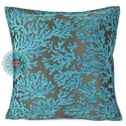 Turqoise coral kussenhoes ± 45x45cm
