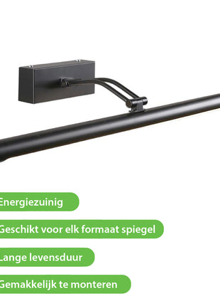 Spiegellamp - Spiegel Verlichting - Spiegelverlichting - Badkamer - Mat Zwart - 55 cm
