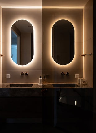 Badkamerspiegel Ovaal - LED verlichting Dimbaar - Anti Condens Verwarming - Ovale Badkamerspiegel - 50 x 100 cm