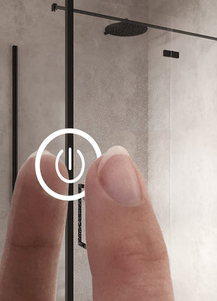 Badkamerspiegel met Digitale Klok Rond 80 cm Met Verlichting en Verwarming - Mat Zwart Metalen Rand