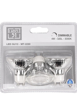 LABEL51 Lichtbron GU10 3 Stuks - Glas