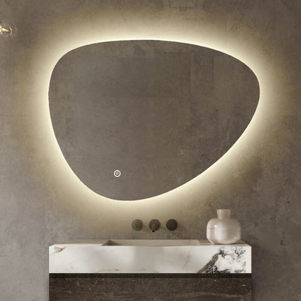 Badkamerspiegel Asymmetrisch - Asymmetrische Badkamerspiegel - LED Verlichting - Anti Condens Verwarming - Dimbaar - 140 x 95 cm