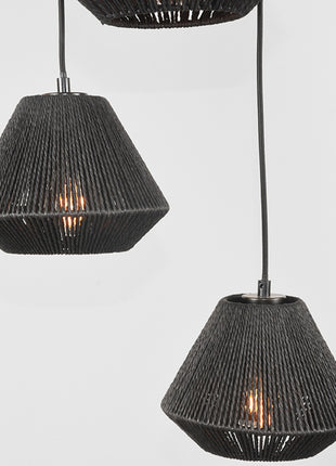 Hanglamp Ibiza - Zwart - Jute - 3-Lichts