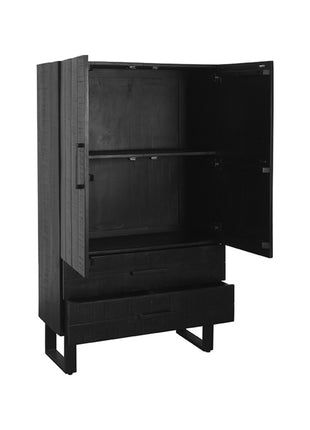 Bergkast Kast - Zwart - Mangohout - 2-Deurs