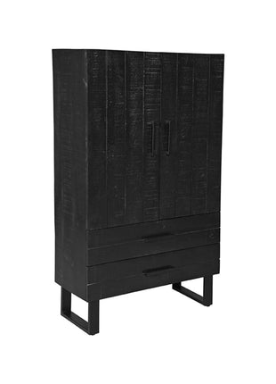 Bergkast Kast - Zwart - Mangohout - 2-Deurs