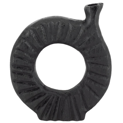 Houten donut vaas zwart