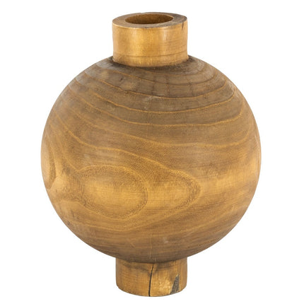 Houten ronde vaas walnut