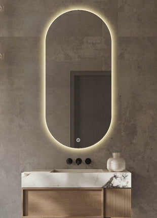 Badkamerspiegel Ovaal - LED verlichting Dimbaar - Anti Condens Verwarming - Ovale Badkamerspiegel - 50 x 100 cm