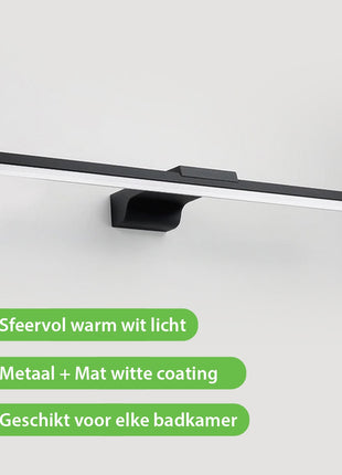 Spiegel Verlichting Led - Spiegellamp - Badkamer - Badkamer Verlichting - Zwart - 56 cm