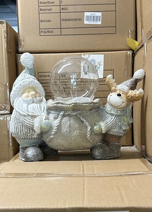 Kerstman sneeuwbol 43 cm met licht