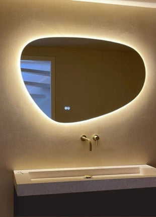 Badkamerspiegel - Spiegel met Verlichting - Asymmetrisch - Organische Spiegel - Anti Condens - Led Verlichting - 100 cm