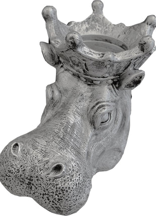 Vtw Living - Bloempot Nijlpaard - Bloempot voor binnen en Buiten - Plantenbak - Grijs - 43 cm
