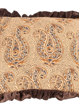 Kussen batik met roezels sandstone 45x45cm