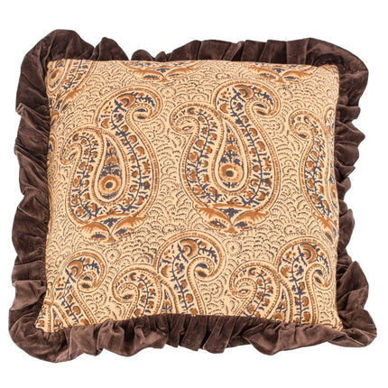 Kussen batik met roezels sandstone 45x45cm