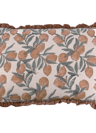 Kussen fruits met roezels oranje 40x60cm
