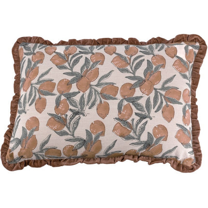 Kussen fruits met roezels oranje 40x60cm