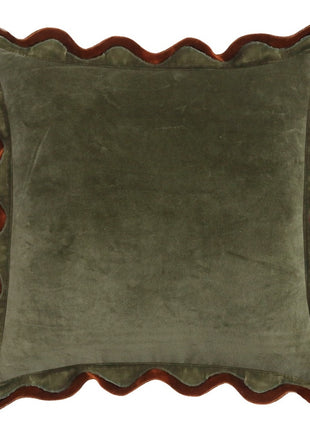 Kussen Niva met roezels groen 50x50cm