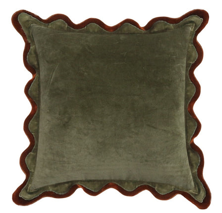 Kussen Niva met roezels groen 50x50cm