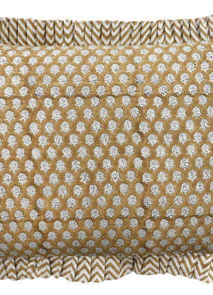 Kussen retro met roezels gold 40x60cm