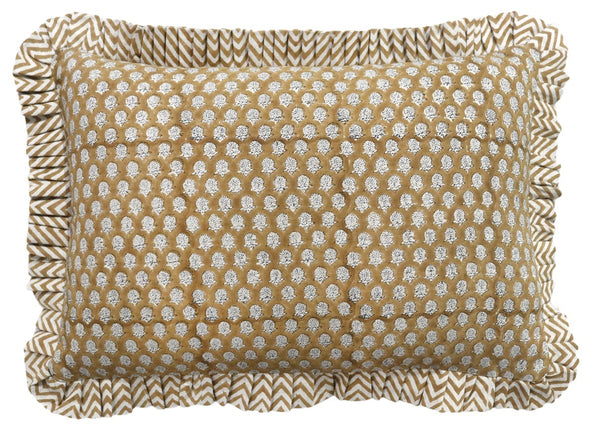 Kussen retro met roezels gold 40x60cm