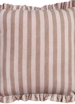 Kussen striped met roezels beige 50x50cm