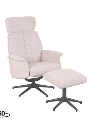 LABEL51 Fauteuil Verdal - Naturel - Boucle - Incl. Hocker