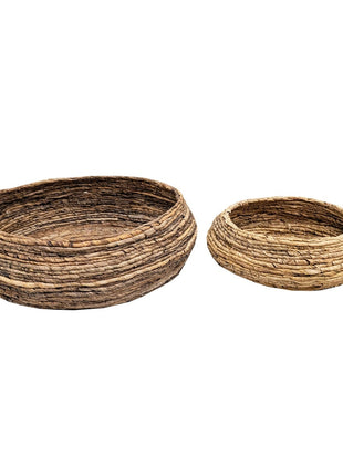 Mandenset 2 stuks bananenblad gebleekt