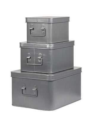 Media Opbergkist - Grijs - Metaal - XL