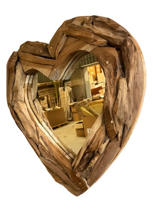 Mirror teak  love 50x50cm